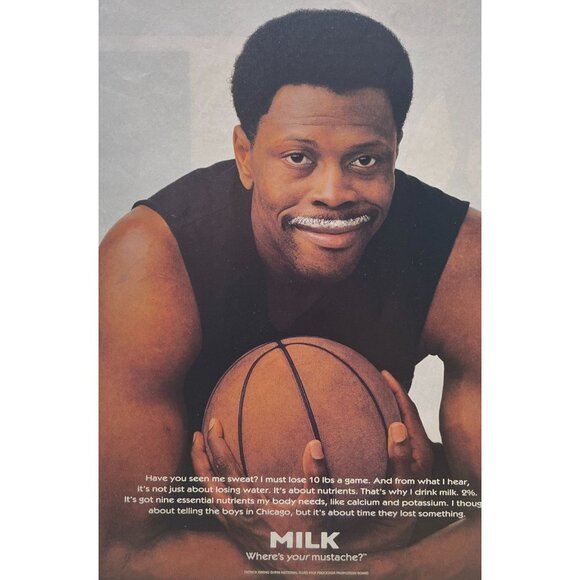 Patrick Ewing Milk Mustache Vintage Print Ad 1996 Basketball Chicago Bulls - Picture 6 of 6